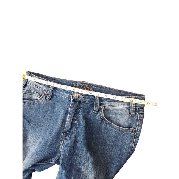 Rock & Roll Cowboy Denim Flare Striped Jeans womens 30x31* measured raw hem - Picture 6 of 9